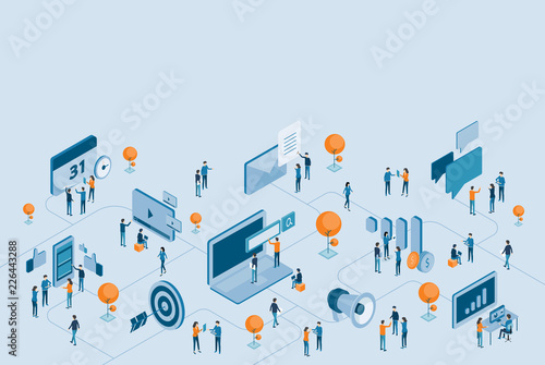 isometric design for business digital marketing online connection concept
