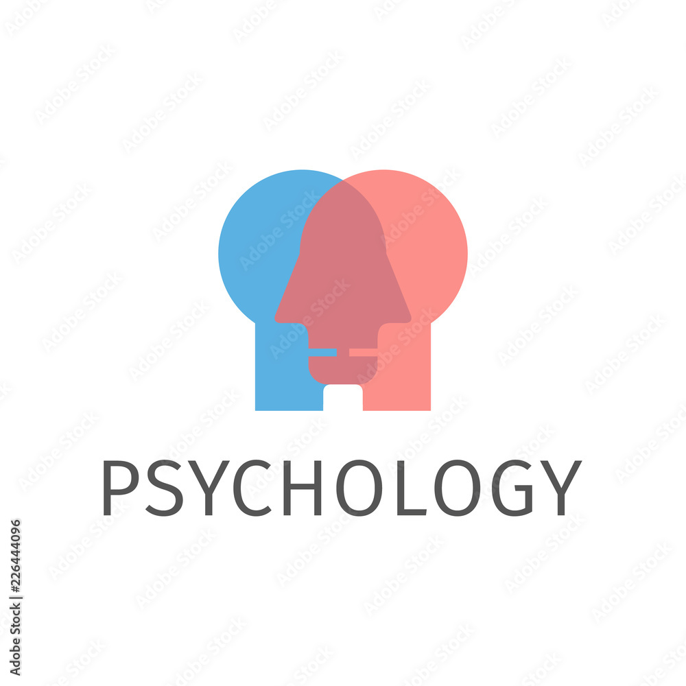 Modern head sign Logo of Psychology. Profile two Human.. Symbol in vector.