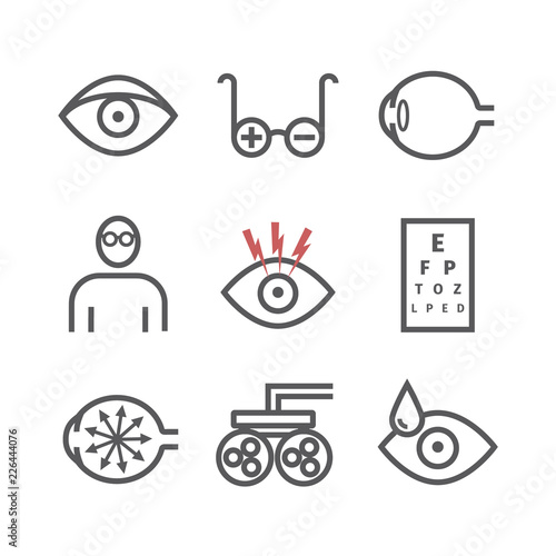 Ophthalmology Center. Clinic icons. Eye signs. Vector illustration