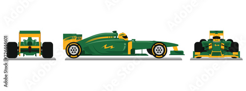 Green Racing car ready for race