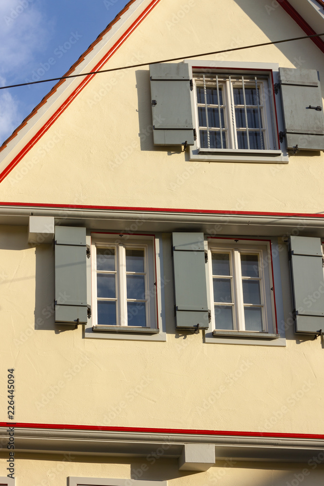 facades windows and roofs of buildings