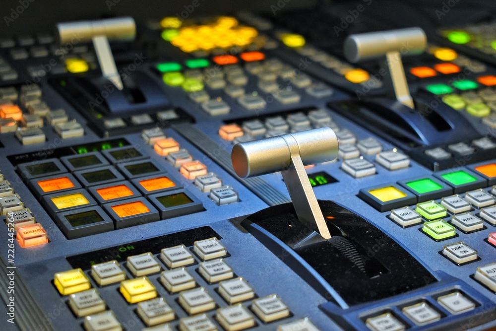Equipment in outside broadcasting van.