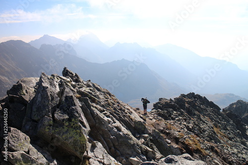 View from top of Kôprovský štít peak (2363 m) in Mengusovska dolina valley, High Tatras, Slovakia photo