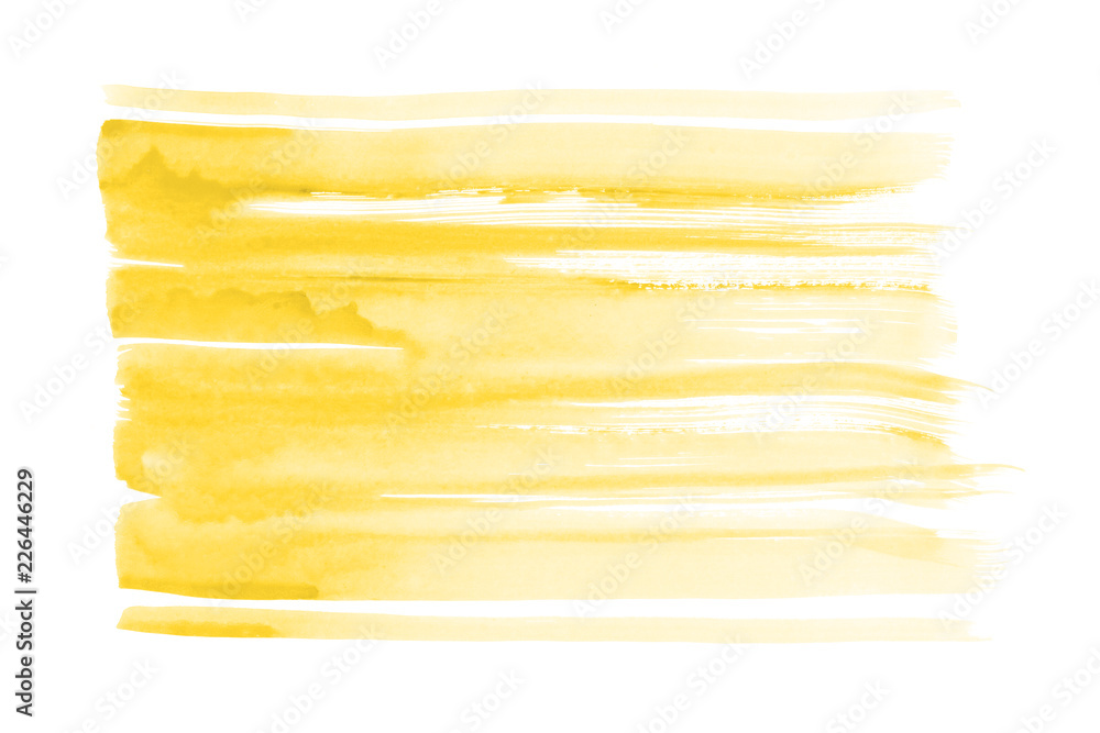 Fototapeta Yellow stripe watercolor background - paper texture