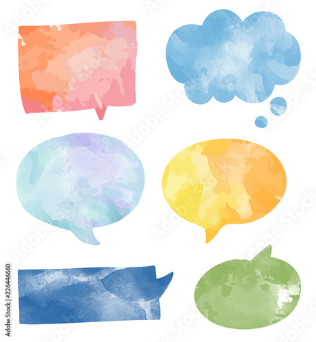 Set of colorful watercolor speech bubbles vector