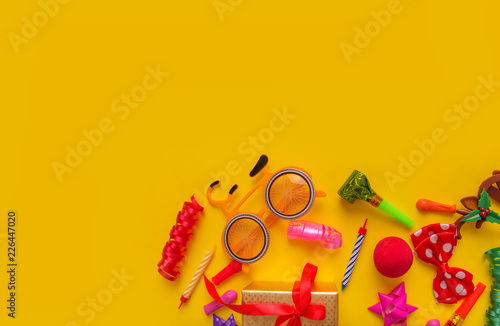 Decor for the holiday on a yellow background.