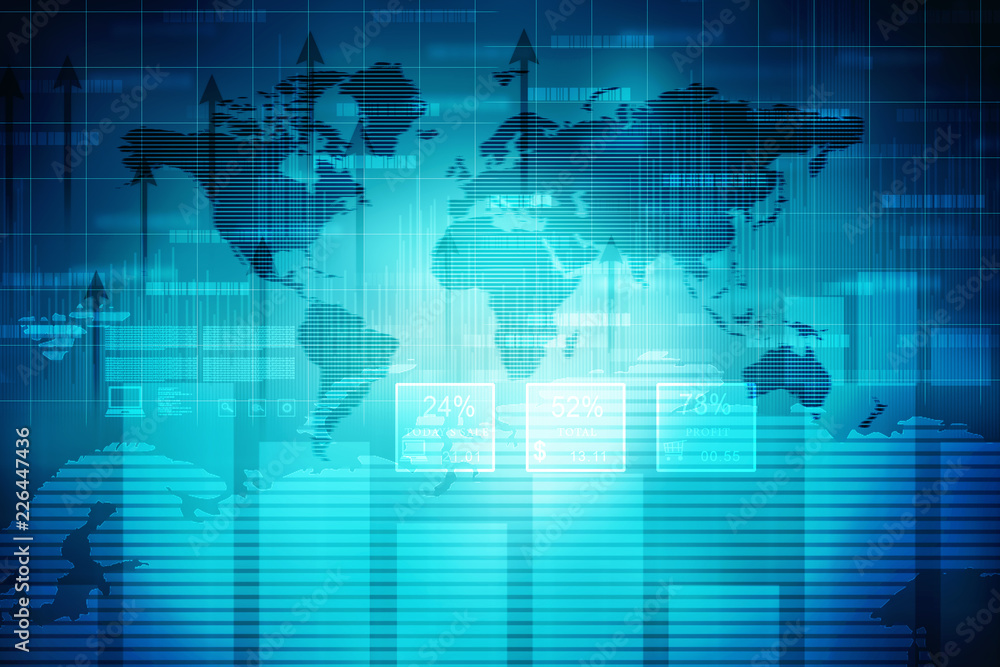 2d rendering Stock market online business concept. business Graph 2d rendering Stock market online business concept. business Graph