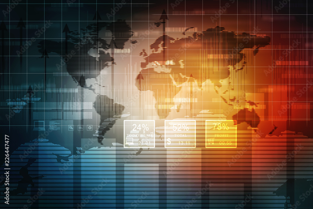 2d rendering Stock market online business concept. business Graph 2d rendering Stock market online business concept. business Graph