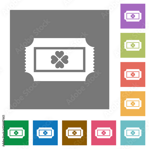 Lottery ticket square flat icons