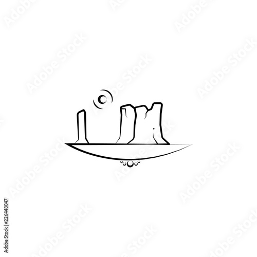 canyon sun icon. Element of landscape icon for mobile concept and web apps. Hand drawn canyon sun icon can be used for web and mobile
