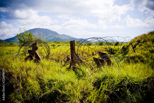 Guantanamo Mine Field Barbed Wire Cuba Border Meadow