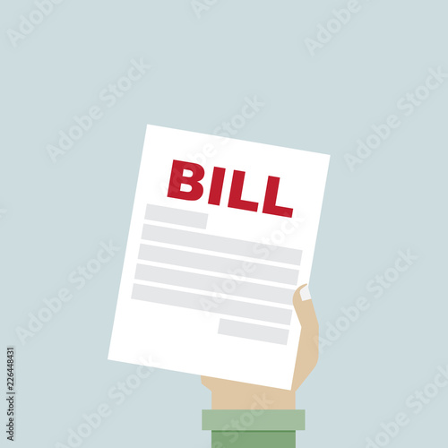 Hand hold Bill payment debt.