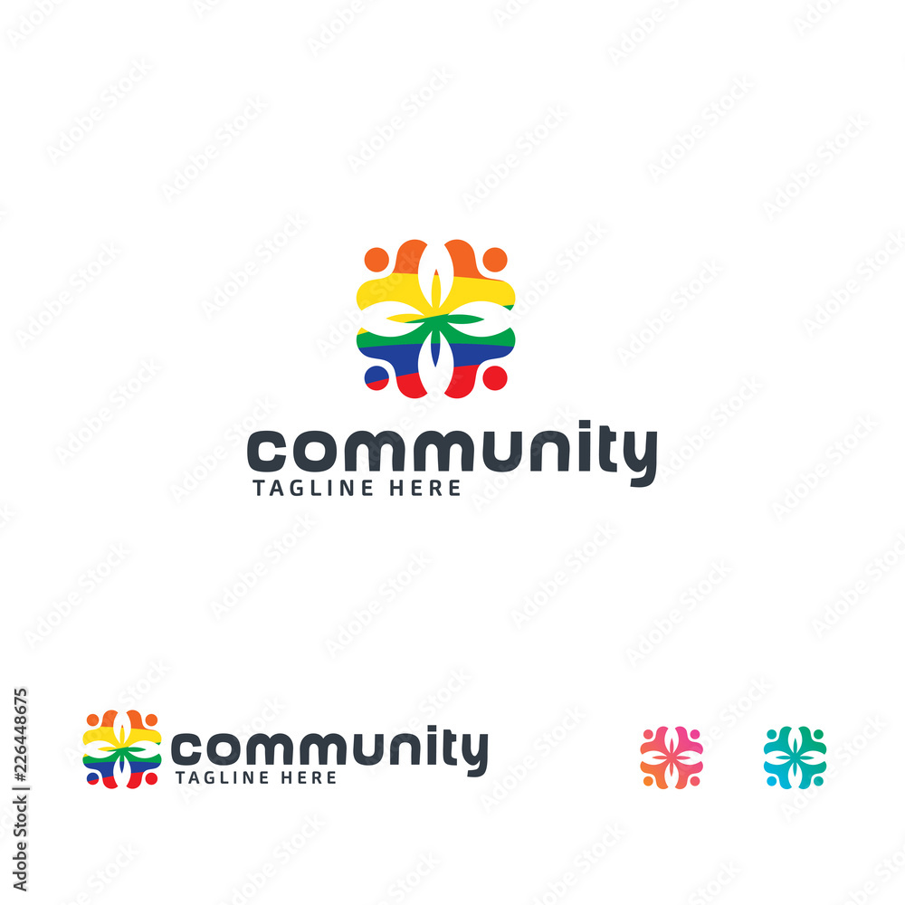 Community logo designs concept vector, Colorful People logo