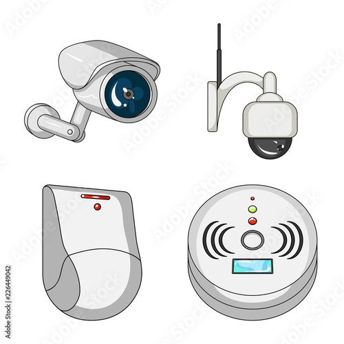 Isolated object of cctv and camera sign. Set of cctv and system vector icon for stock.