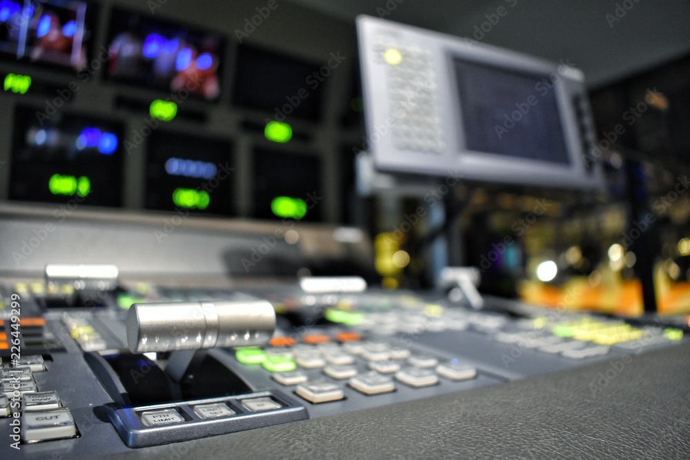 Fototapeta premium Equipment in control room for television production.