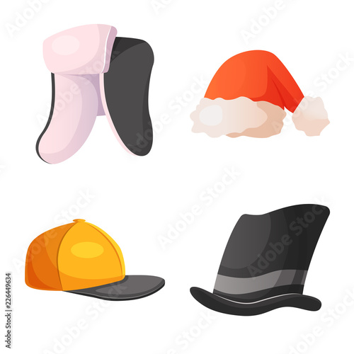 Vector illustration of headgear and cap icon. Collection of headgear and accessory stock vector illustration.