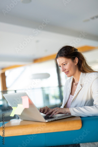 Portrait of businesswoman working on computer in office
