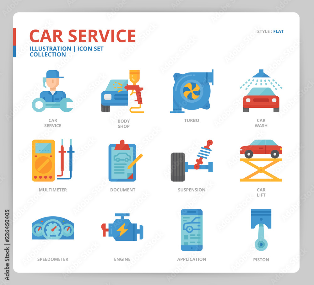 Car service icon set Car service icon set