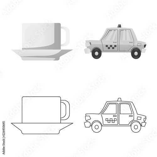 Vector design of airport and airplane sign. Set of airport and plane vector icon for stock.