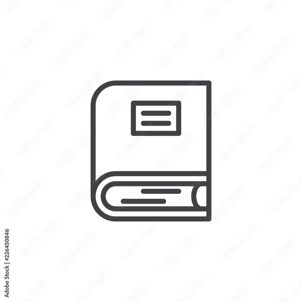 Book cover outline icon. linear style sign for mobile concept and web design. Encyclopedia book simple line vector icon. Symbol, logo illustration. Pixel perfect vector graphics Book cover outline icon. linear style sign for mobile concept and web design. Encyclopedia book simple line vector icon. Symbol, logo illustration. Pixel perfect vector graphics