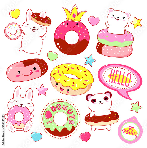 Set of cute donuts icons