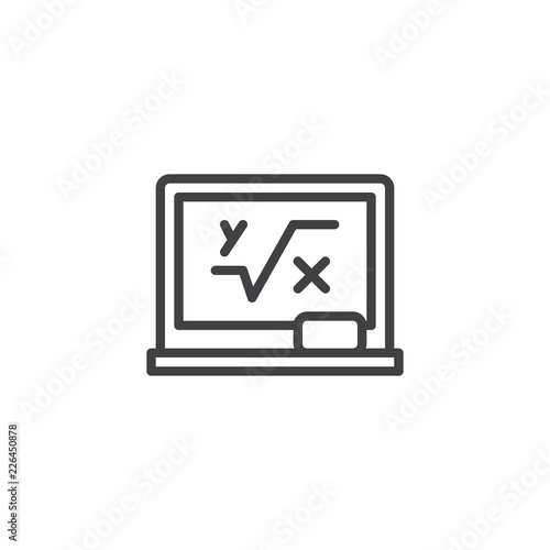 Blackboard with mathematical formula outline icon. linear style sign for mobile concept and web design. Math simple line vector icon. Symbol, logo illustration. Pixel perfect vector graphics