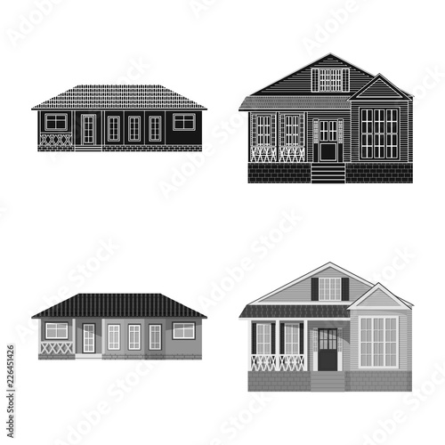 Fototapeta Naklejka Na Ścianę i Meble -  Isolated object of building and front icon. Collection of building and roof vector icon for stock.