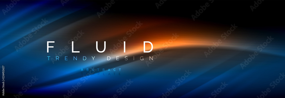 Neon glowing fluid wave lines, magic energy space light concept, abstract background wallpaper design Neon glowing fluid wave lines, magic energy space light concept, abstract background wallpaper design