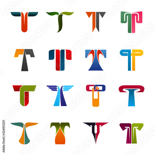 Business company identity letter T icons