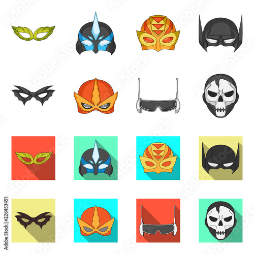 Isolated object of hero and mask logo. Collection of hero and superhero stock symbol for web.