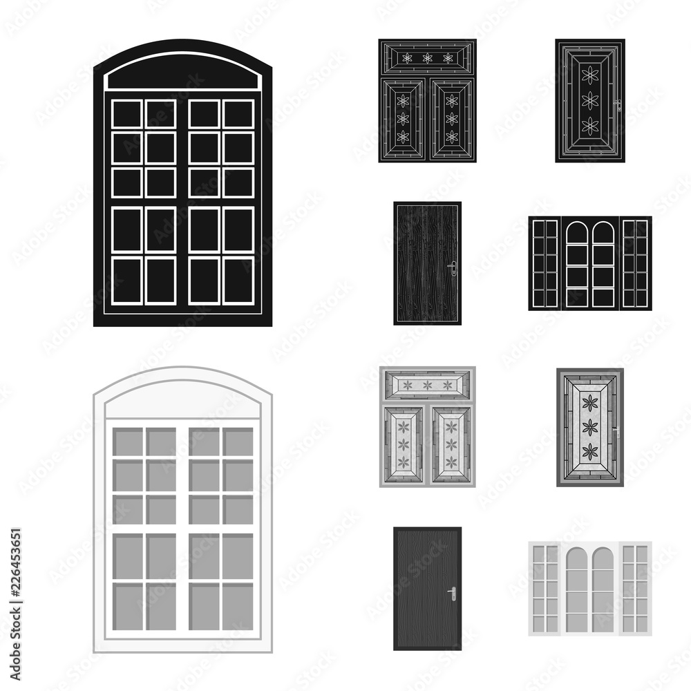 Vector design of door and front logo. Collection of door and wooden stock vector illustration. Vector design of door and front logo. Collection of door and wooden stock vector illustration.