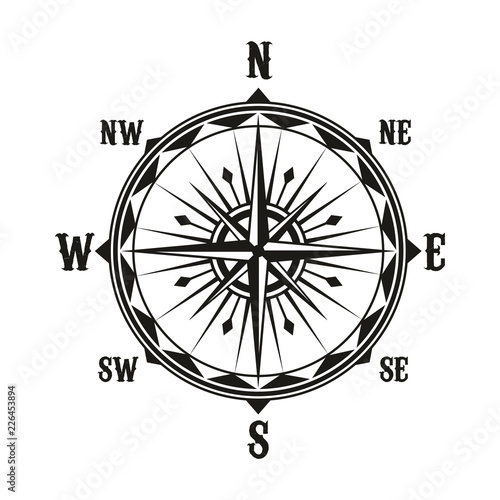 Vector vintage navigation compass symbol