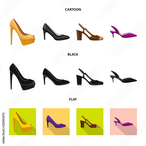 Vector design of footwear and woman sign. Collection of footwear and foot vector icon for stock.