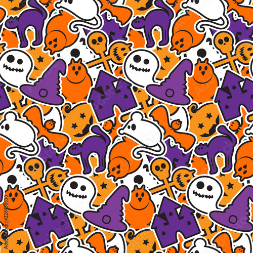 Happy Halloween Seamless Pattern. Scary and horror background