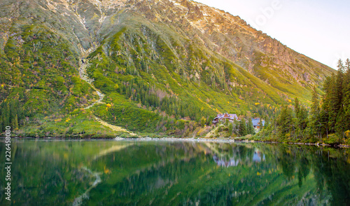 Tatra National Park, guest house for tourists on the lake, hiking, Poland