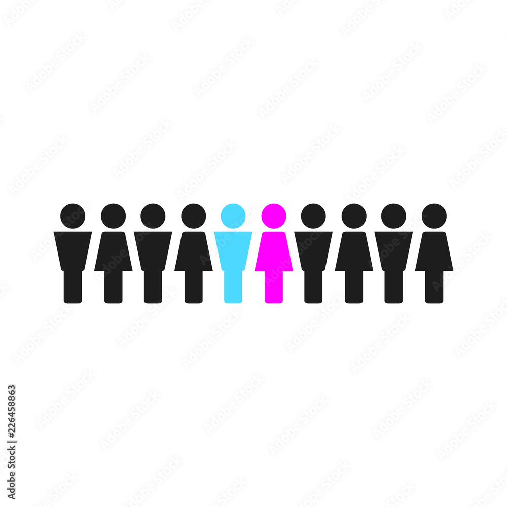 Man and woman icon vector illustration eps10. Isolated badge people flat design for website or app - stock graphics Man and woman icon vector illustration eps10. Isolated badge people flat design for website or app - stock graphics
