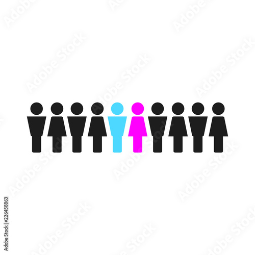 Man and woman icon vector illustration eps10. Isolated badge people flat design for website or app - stock graphics