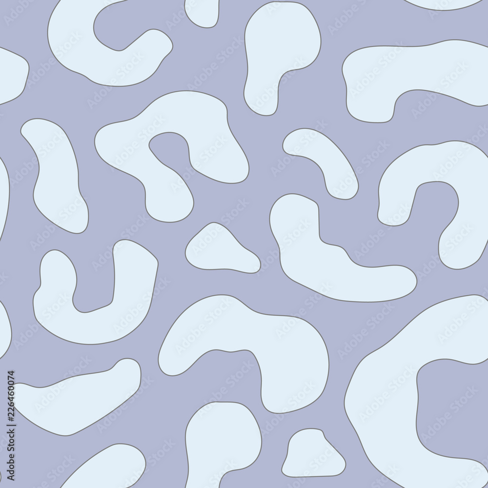 abstract animal seamless pattern, blots on blue