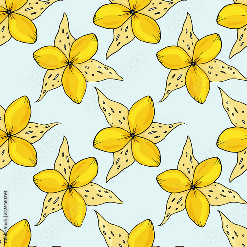 Floral seamless pattern. hand drawn illustration. Bright cartoon illustration for card design, fabric and wallpaper. © Екатерина Окунева
