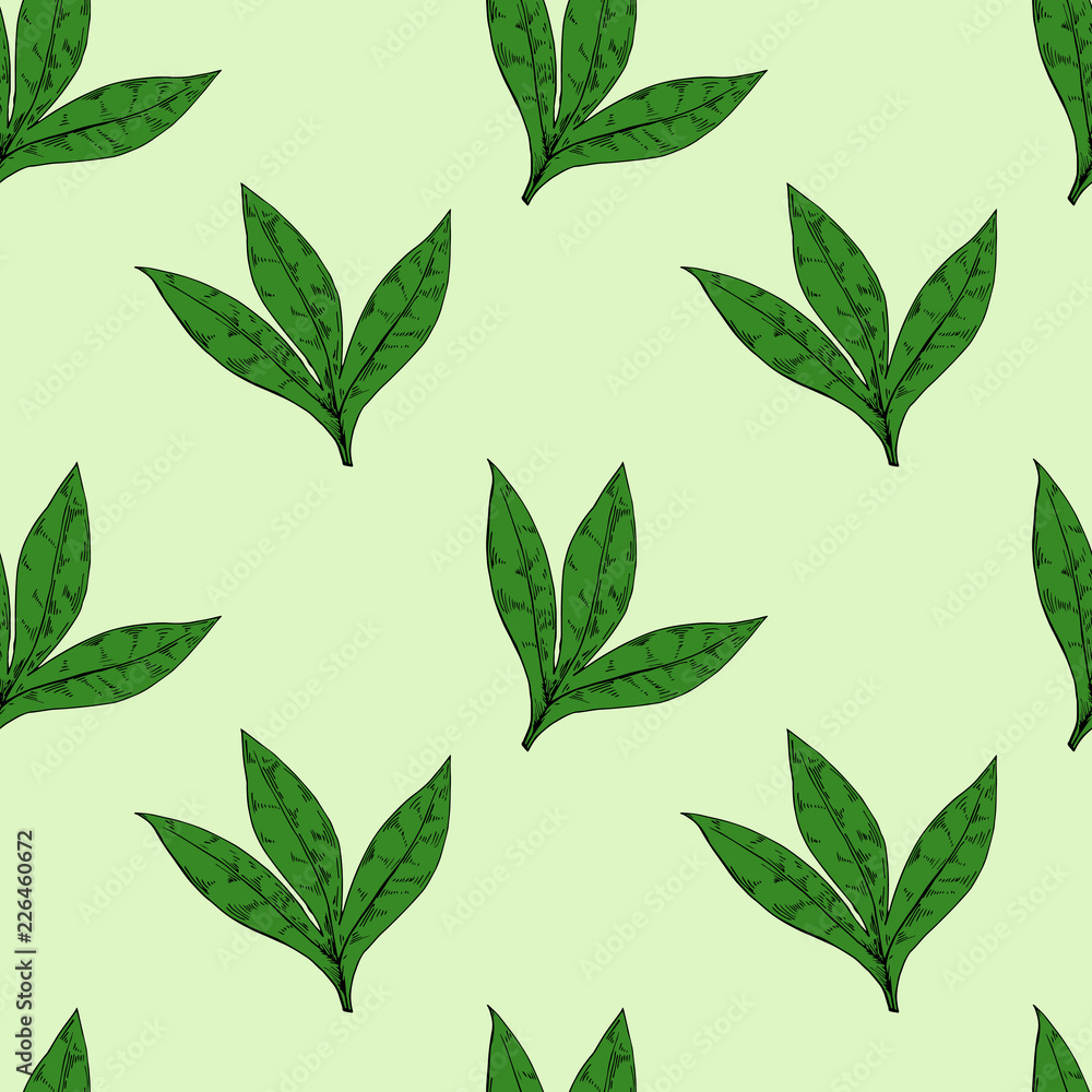 Leaves seamless pattern. hand drawn illustration. Bright cartoon illustration for card design, fabric and wallpaper.