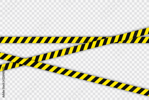 Creative Police line black and yellow stripe border. Concept of barricade, danger and crime. Construction sign. Vector illustration on the transparent background.