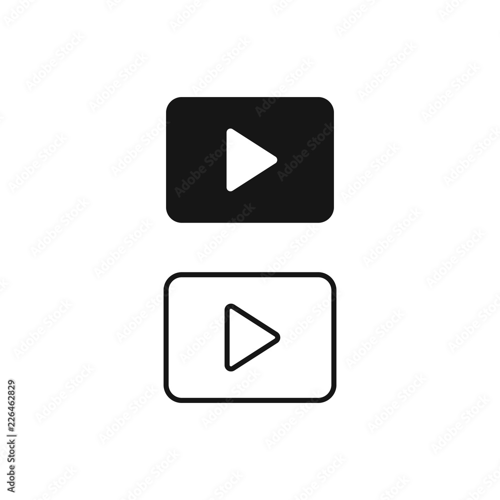 Play button icon in trendy flat style isolated on grey background. Play symbol for your web site design, logo, app, UI. Vector illustration, EPS10. Play button icon in trendy flat style isolated on grey background. Play symbol for your web site design, logo, app, UI. Vector illustration, EPS10.