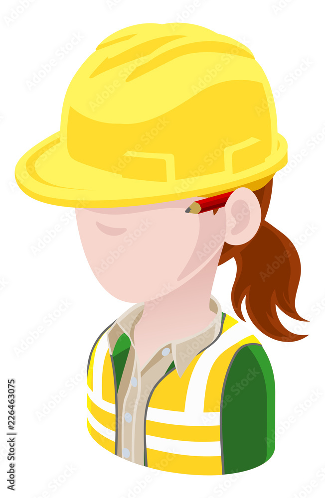 A woman contractor avatar cartoon person icon emoji A woman contractor avatar cartoon person icon emoji