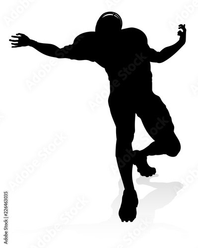Detailed American Football player sports silhouette
