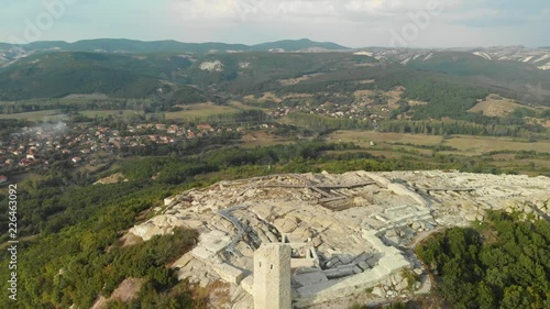 Ancient Thracian city of Perperikon in the Eastern Rhodopes, Bulgaria. Aerial drone footage