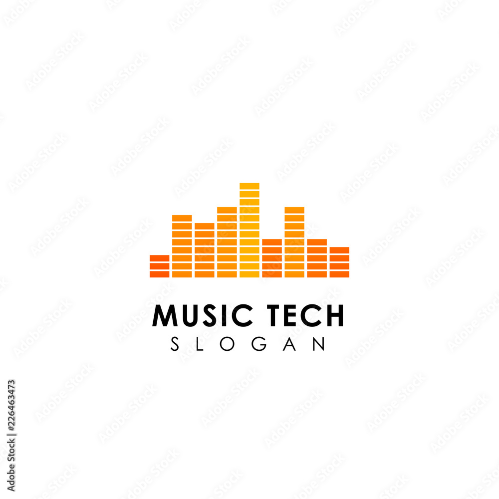 music tech logo design. sound wave icon symbol design