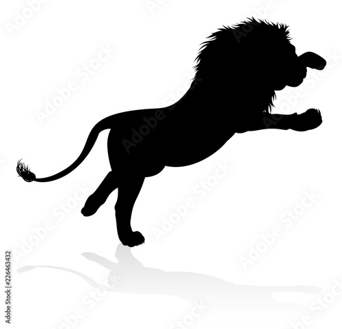 Fototapeta Naklejka Na Ścianę i Meble -  A male lion safari animal in silhouette