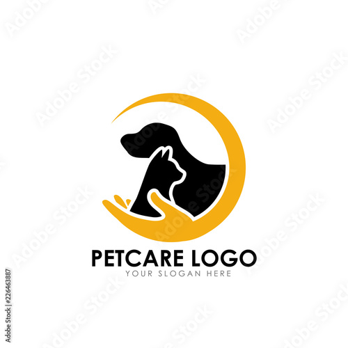 pet care logo design template. pet car vector icon illustration