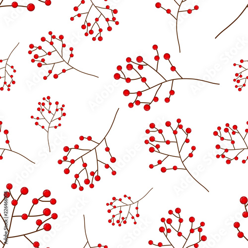 Red Berry Christmas on White Background