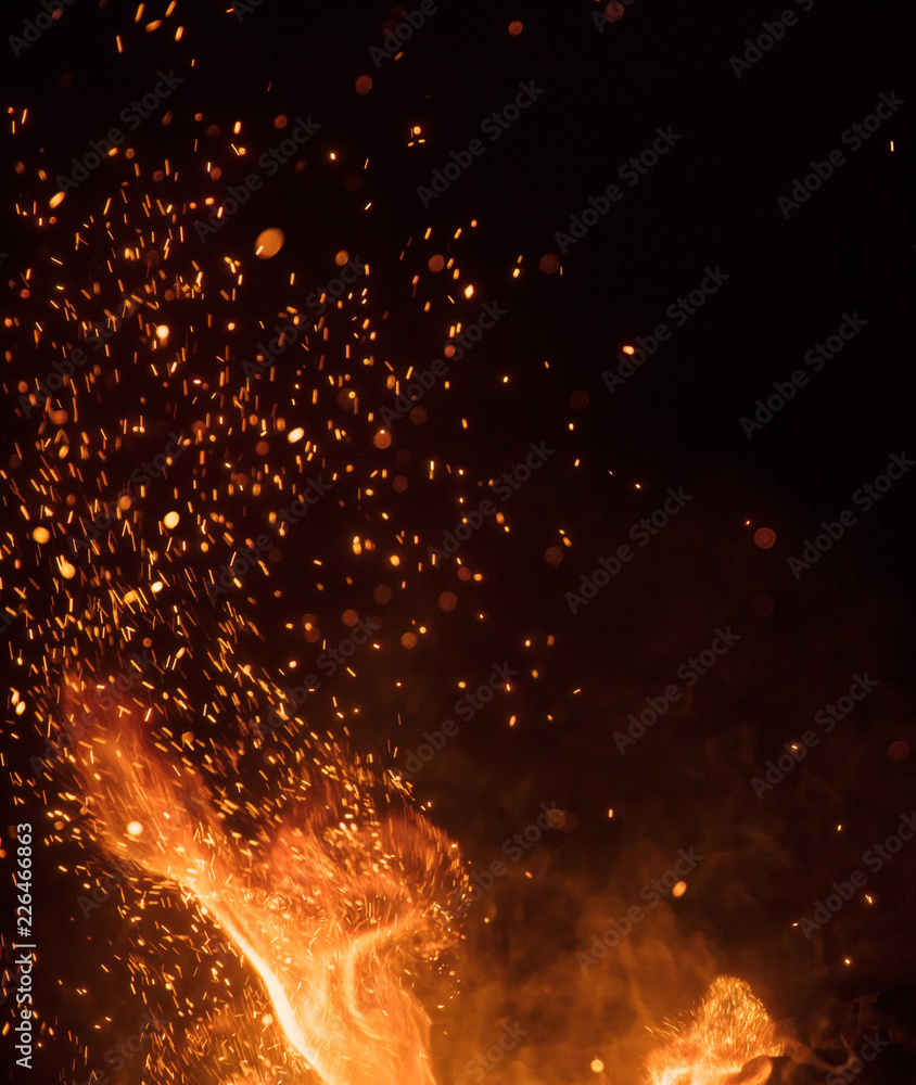 Burning sparks flying. Beautiful flames background. Burning sparks flying. Beautiful flames background.